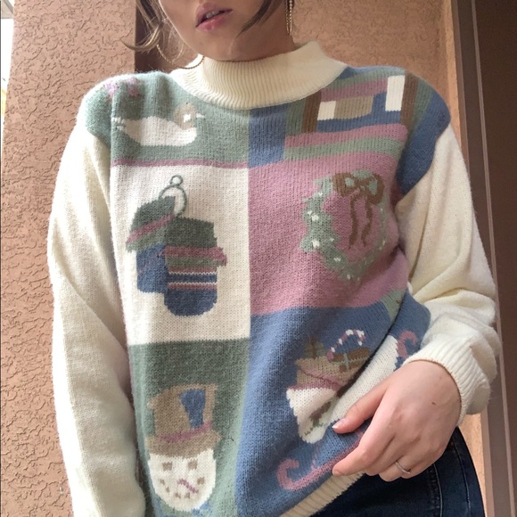Vintage Sweaters - Vintage 90s | Color Block Christmas Sweater